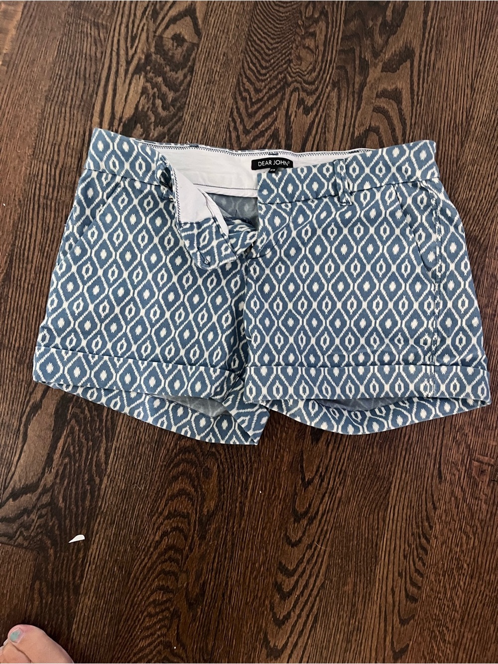 Dear John Blue and White Geometric Bermuda Shorts
